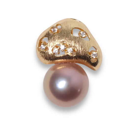 Mushroom Pearl Charm Brooch Pendant