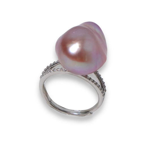 Zircon Purple Baroque Pearl Ring