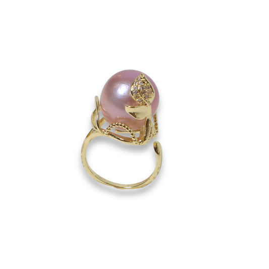 Golden Rose Baroque Pearl Ring