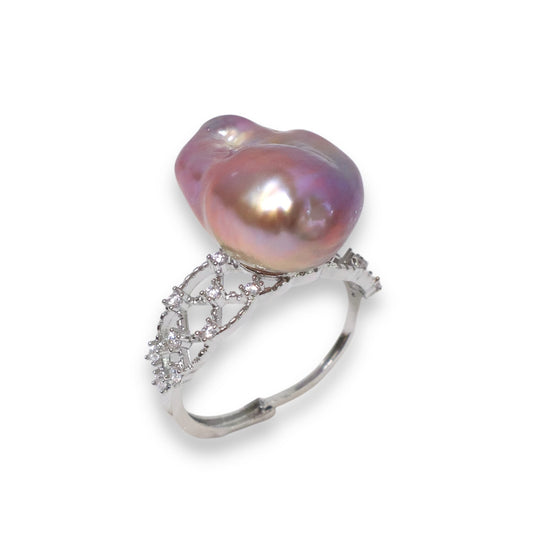 Stunning Silver Baroque Pearl Ring