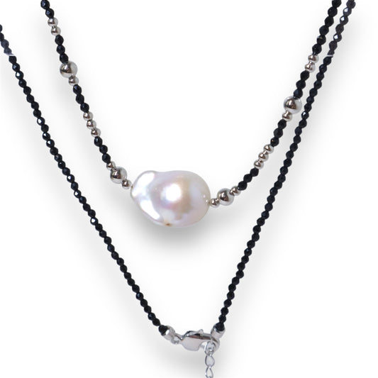 Black Spinel Baroque Pearl Necklace