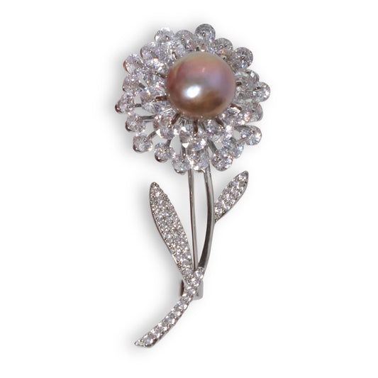 Sunlit Bloom Rotating Purple Pearl Brooch Pendant