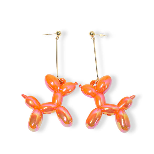 Bold Orange Balloon Poodle Earrings