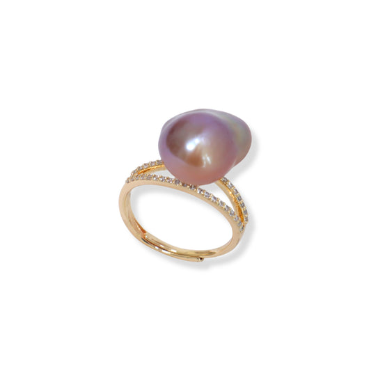 Zircon Purple Baroque Pearl Ring