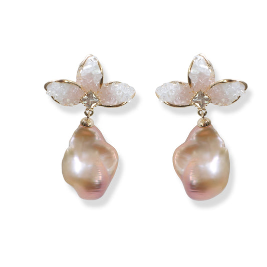 Blush Petal Baroque Pearl Earrings