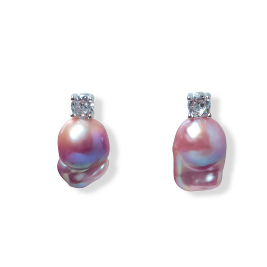 Aurora Pink Baroque Pearl Earrings