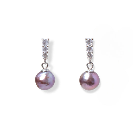 Blueberry Pearl Sterling Silver Earrings