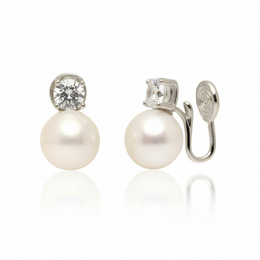 Lumière Perle Silver Ear Clips
