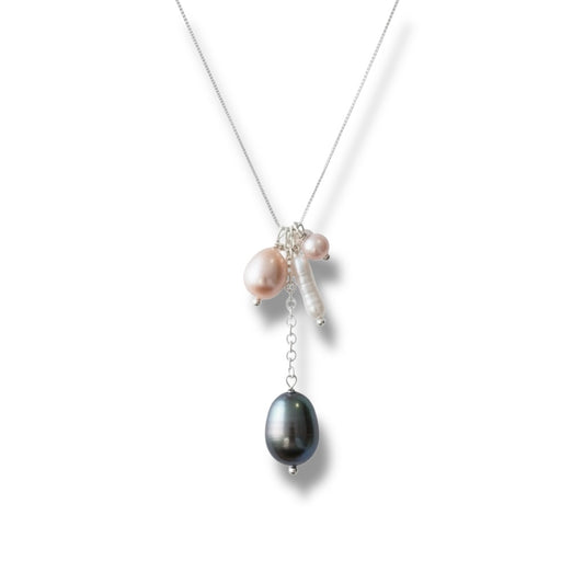 Unique Pearl Pendant Silver Necklace