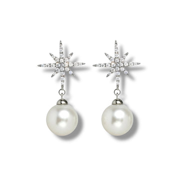 Celestial North Star Pearl Earrings