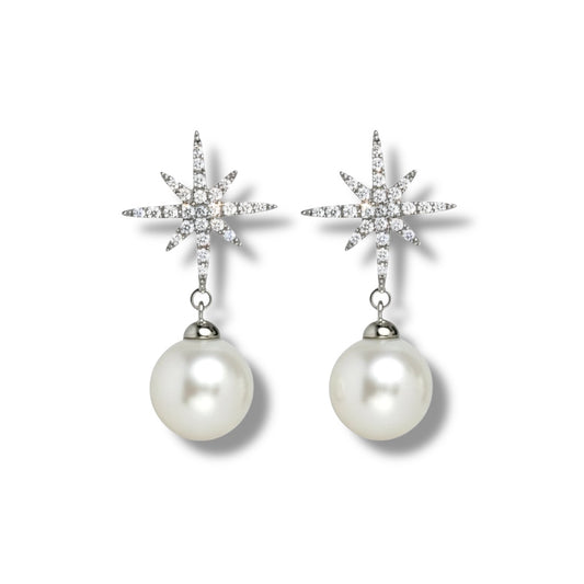 Celestial North Star Pearl Earrings