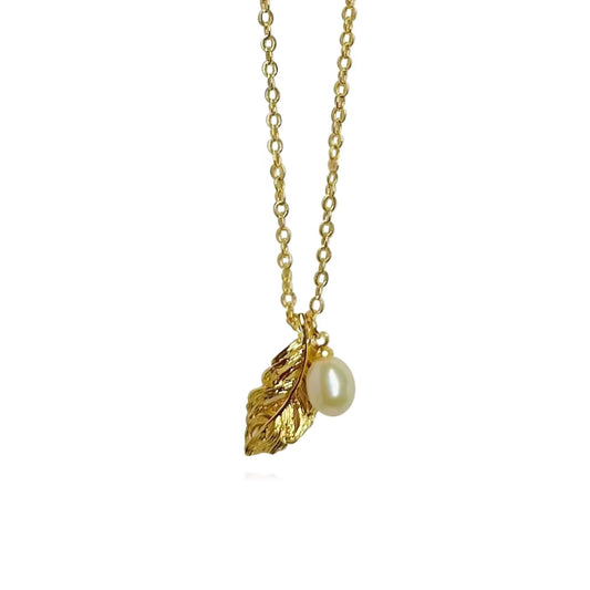 Serene Leaf Pearl Necklace