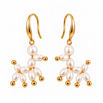 Balloon Dog freshwater pearl earrings in Ivory White with gold-plated stainless steel