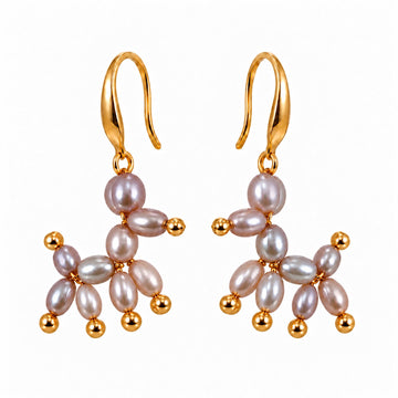 Balloon Dog freshwater pearl earrings in Purple with gold-plated stainless steel