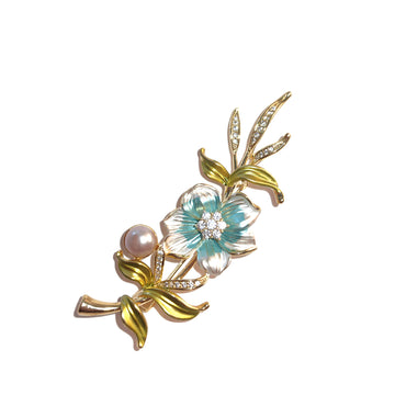 Pearl Enamel Lily Brooch