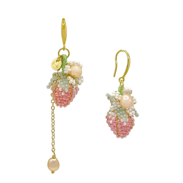 Pink Strawberry Pearl Dangle Earrings