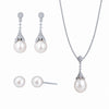 Fleur silver Christmas gift set with necklace, drop earrings and pearl studs