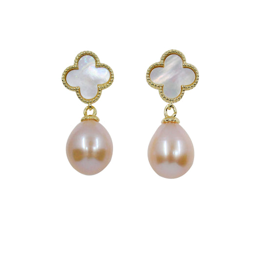 Lustrous Rosy Saltwater Pearl Earrings