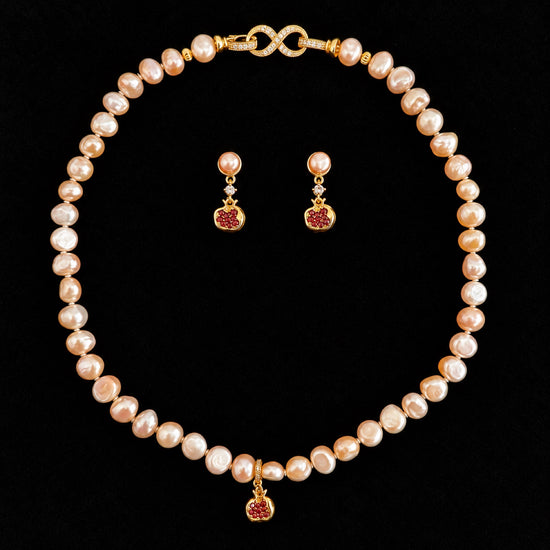 Pomegranate pearl necklace and matching earrings – select Necklace or Earrings