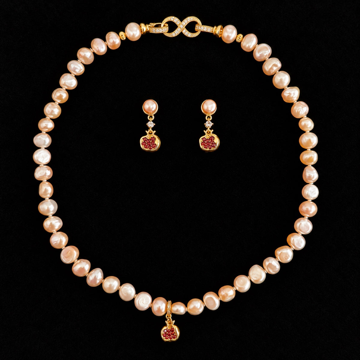 Pomegranate pearl necklace and matching earrings – select Necklace or Earrings