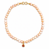 Grenade Rosée pomegranate pearl necklace – white background