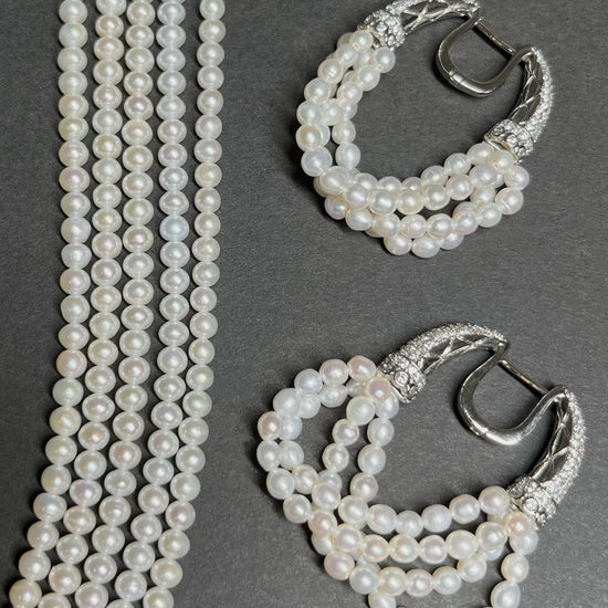 Detail of The Interlace Pearl Necklace and matching earrings