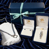 NINEMOO Nacre three-piece pearl gift set in navy velvet boxes