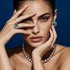 Nacre Noire bloom earrings petal ring model blue