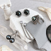 Nacre Noire pearl drop hoops jewellery art