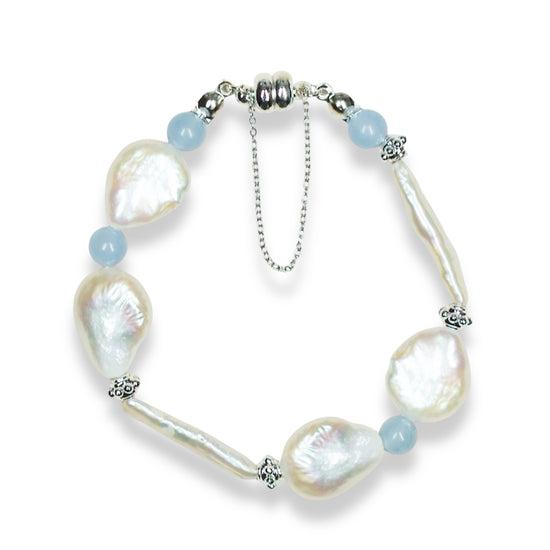 Aquamarine Baroque Pearl Bracelet by NINEMOO – product image