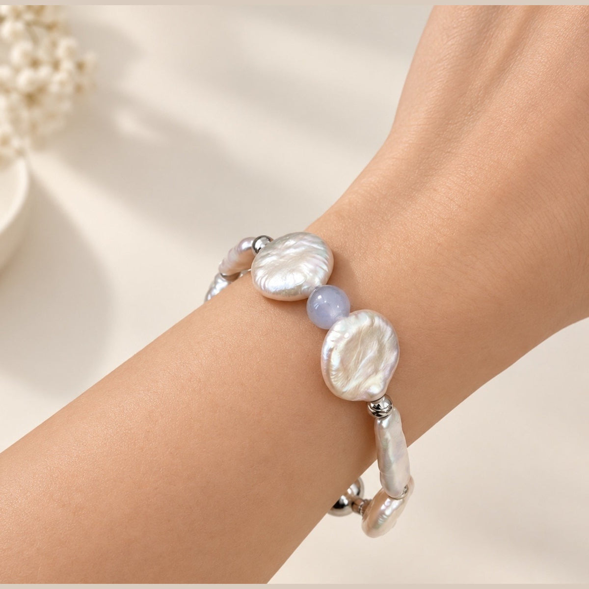 Aquamarine Baroque Pearl Bracelet by NINEMOO – alternate view