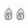 Arché Pearl Earrings – Silver with grey freshwater pearls, front view