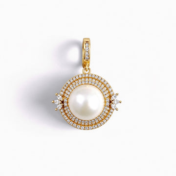 Aurelia Halo 12mm pearl pendant with sparkling zirconia and opening bail