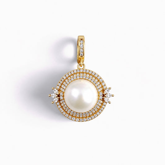 Aurelia Halo 12mm pearl pendant with sparkling zirconia and opening bail