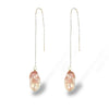 Aurora Pink Baroque Pearl Threader Earrings by NINEMOO – detail view