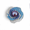 Azure Orbit Saltwater Pearl Brooch