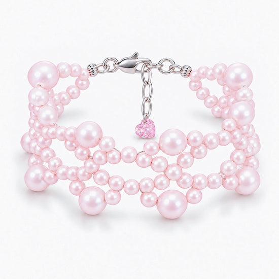 Matching Ballet Rosé pink freshwater pearl weave bracelet, white background product image