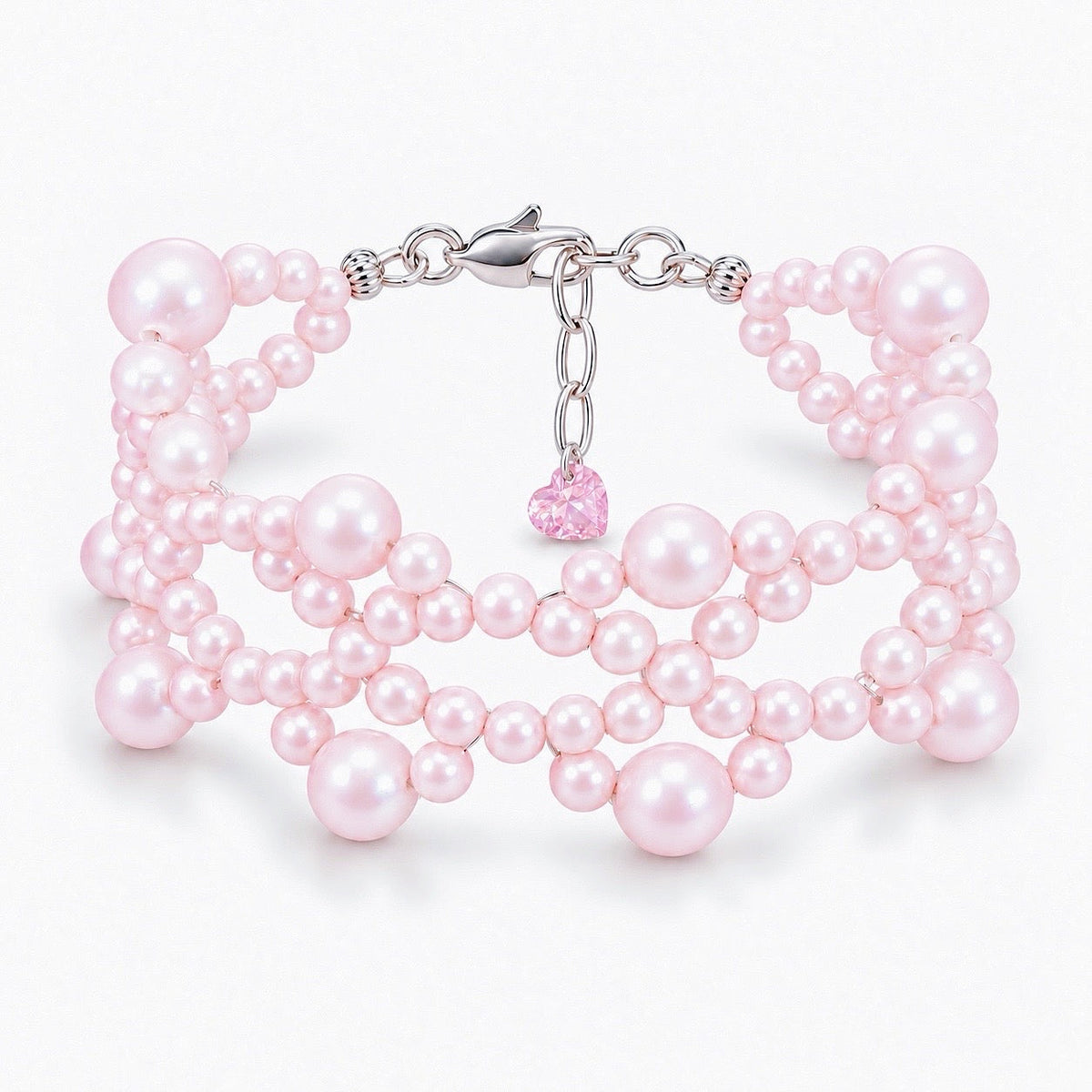 Matching Ballet Rosé pink freshwater pearl weave bracelet, white background product image