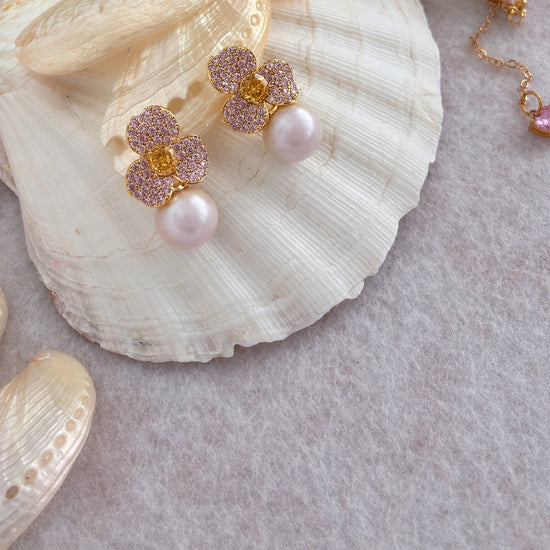 Ballet Rosé Camellia Earrings by NINEMOO – alternate view