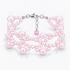 Ballet Rosé woven pink freshwater pearl bracelet with sterling silver fittings and a heart-shaped lab-grown pink diamond