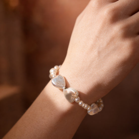 Baroque Heart Pearl Bracelet by NINEMOO – detail view
