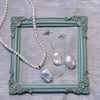 Baroque Pearl Drop Silver Chain Earrings by NINEMOO – product view 4