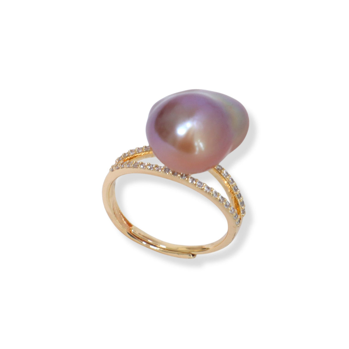 Zircon Purple Baroque Pearl Ring by NINEMOO – detail view