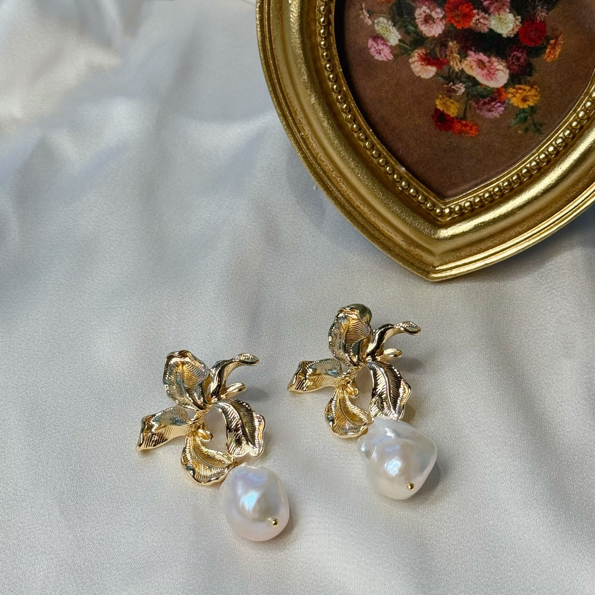 Bauhinia Blossom Baroque Pearl Earrings by NINEMOO – alternate view