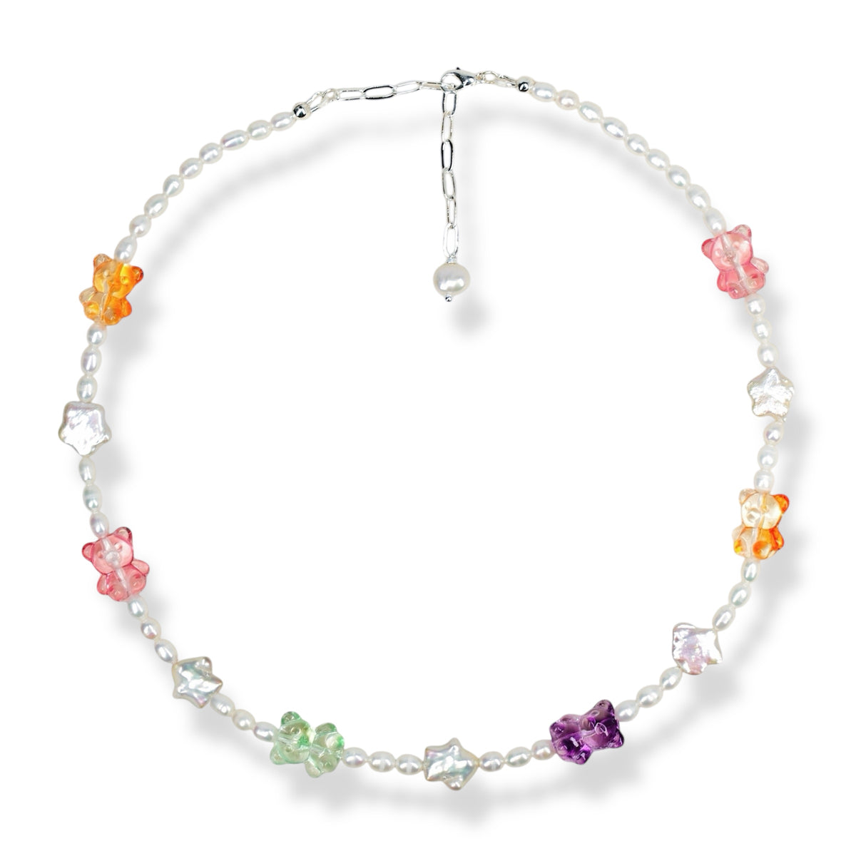 Crystal Bear Pearl Necklace by NINEMOO – product image