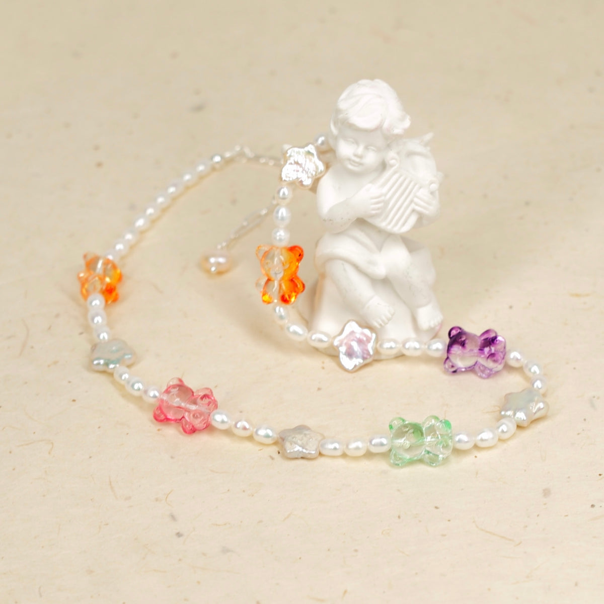 Crystal Bear Pearl Necklace by NINEMOO – alternate view