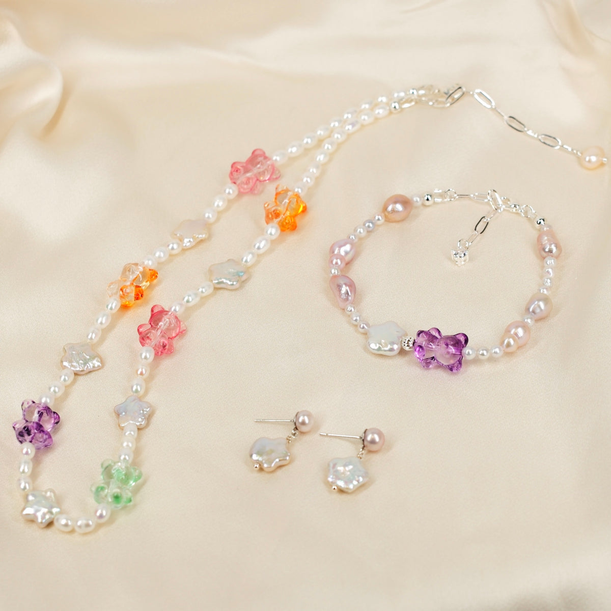 Crystal Bear Pearl Necklace by NINEMOO – product view 5