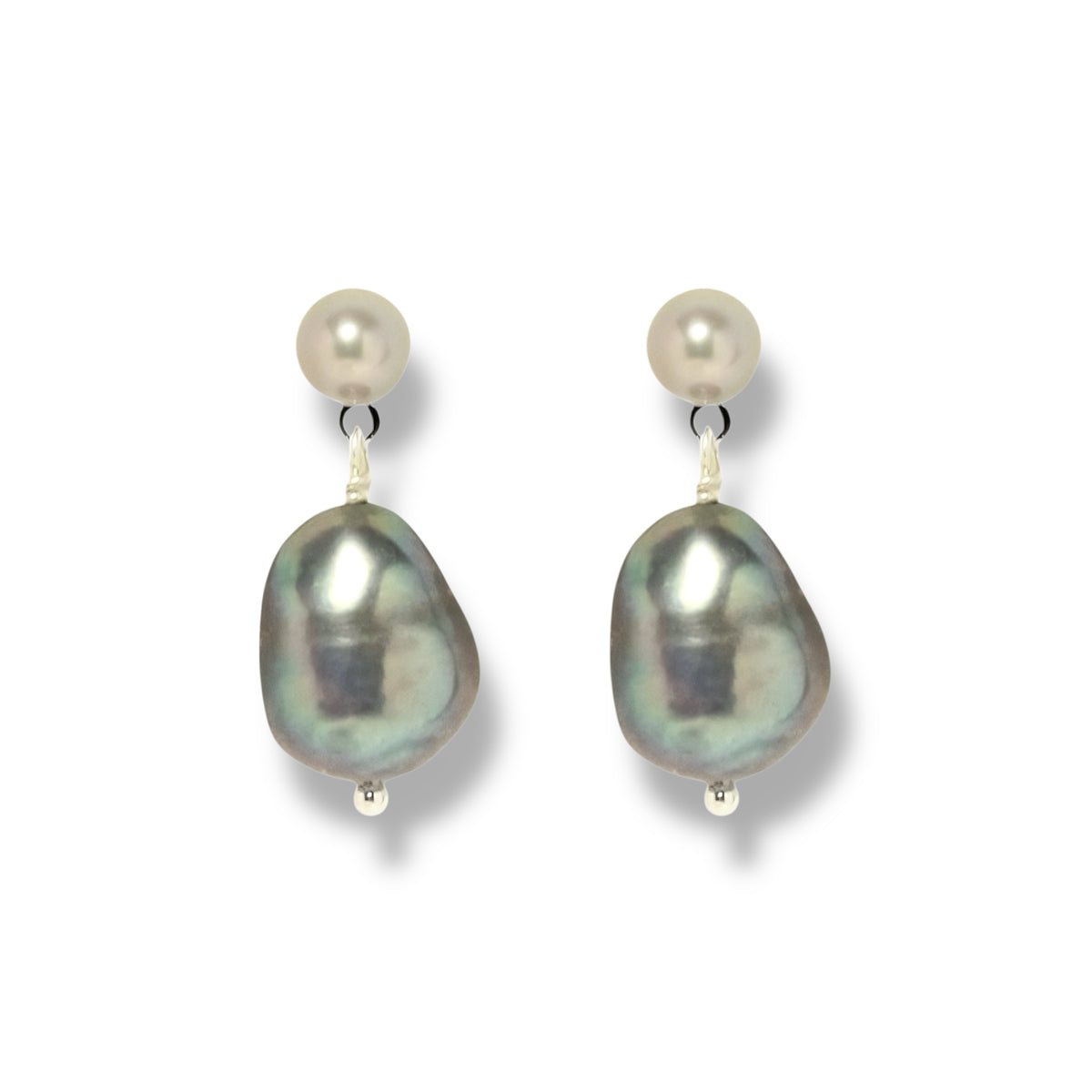 Black Baroque Pearl Sterling Silver Earrings by NINEMOO – product image