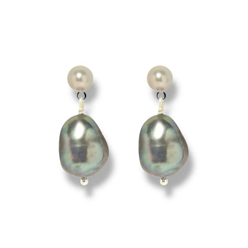 Black Baroque Pearl Sterling Silver Earrings by NINEMOO – product image