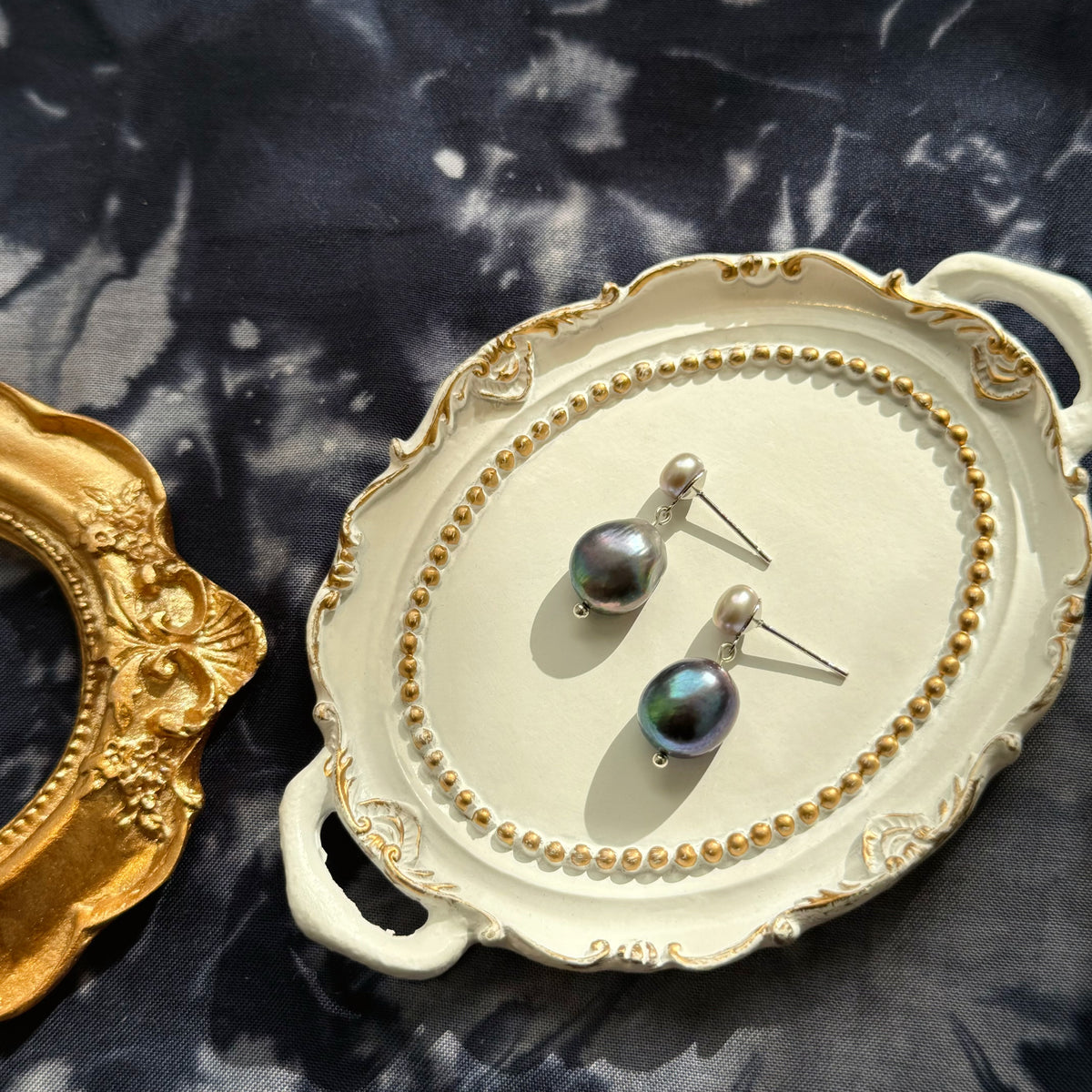 Black Baroque Pearl Sterling Silver Earrings by NINEMOO – product view 4